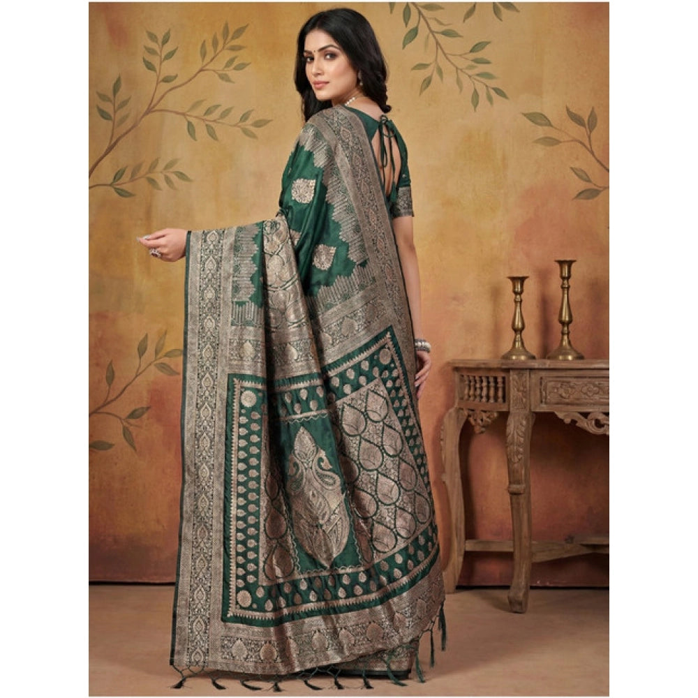 Women'S Silk Blend Printed Saree With Unstitched Blouse 5.5Mtr