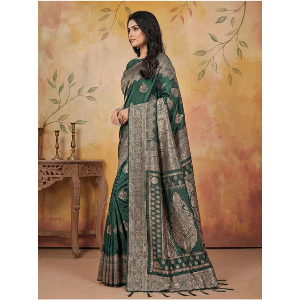 Women'S Silk Blend Printed Saree With Unstitched Blouse 5.5Mtr