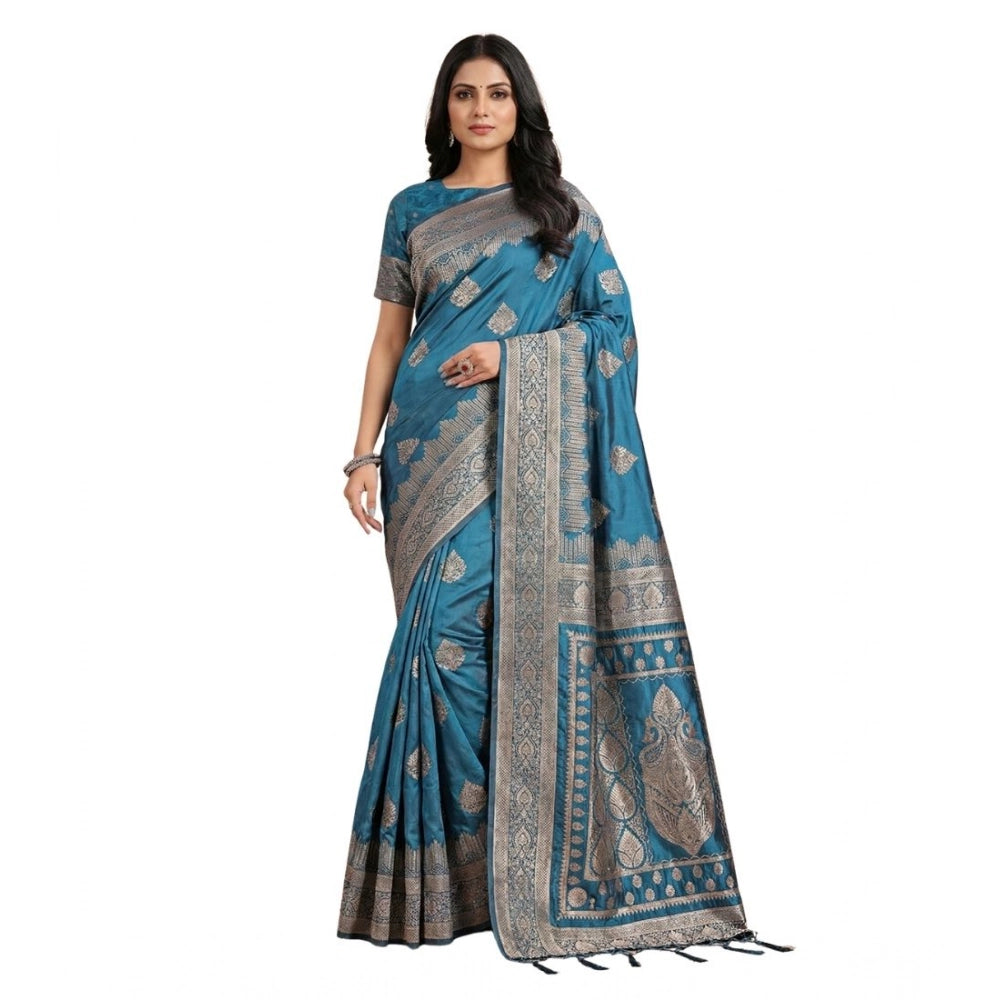 Women'S Silk Blend Printed Saree With Unstitched Blouse 5.5Mtr