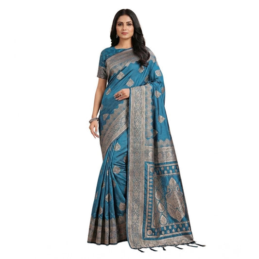 Women'S Silk Blend Printed Saree With Unstitched Blouse 5.5Mtr