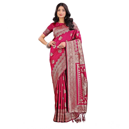 Women'S Silk Printed Saree With Unstitched Blouse 5.5Mtr (Mage