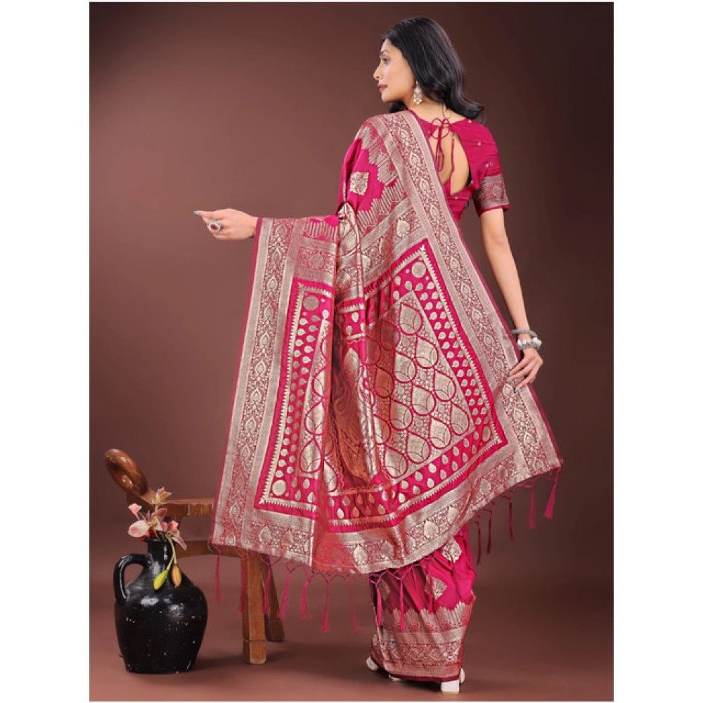 Women'S Silk Printed Saree With Unstitched Blouse 5.5Mtr (Mage