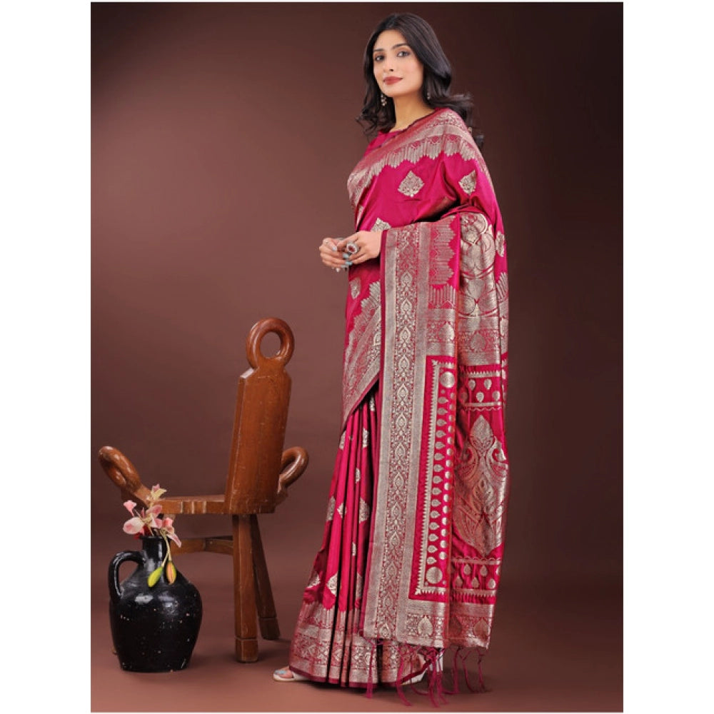 Women'S Silk Printed Saree With Unstitched Blouse 5.5Mtr (Mage