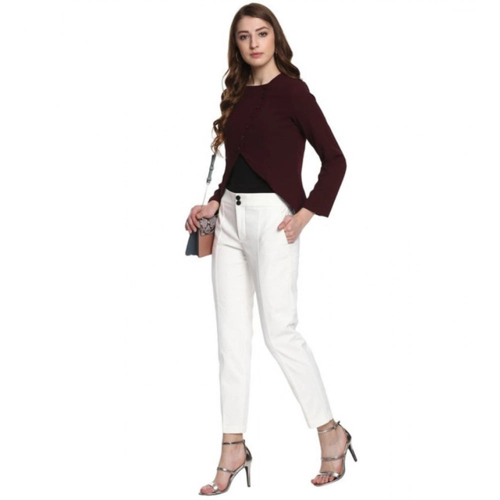 Women'S Polyester Diagonal Cut Long Sleeves Blazer (Maroon)