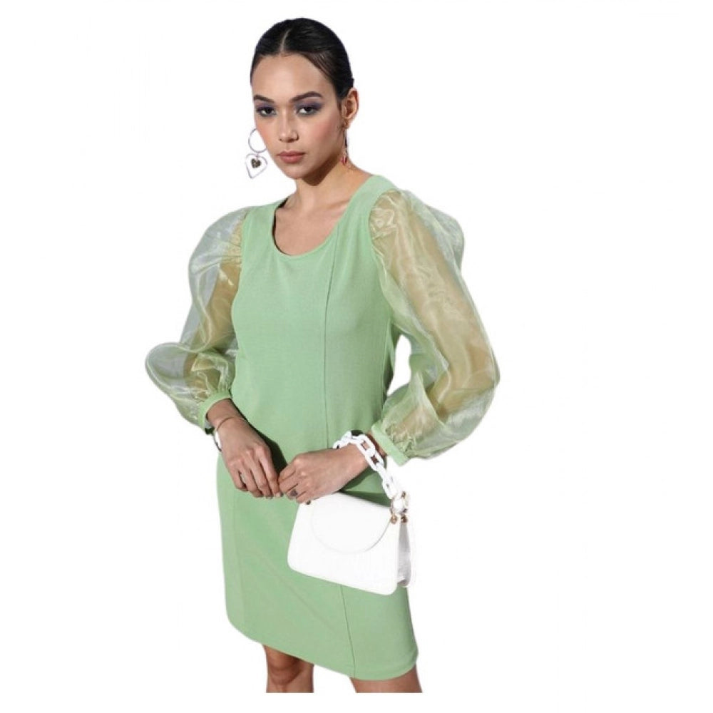Women'S Organza And Polyester Lycra Solid Long Sleeves Dress (