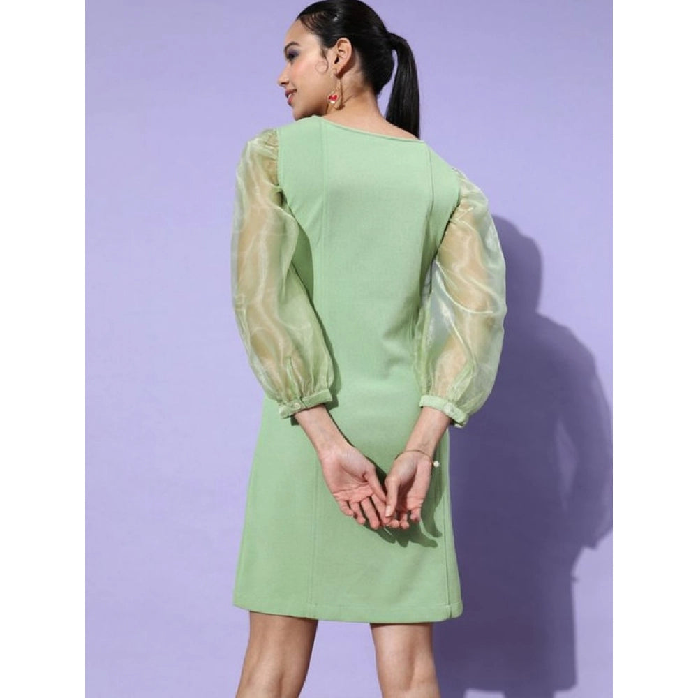 Women'S Organza And Polyester Lycra Solid Long Sleeves Dress (