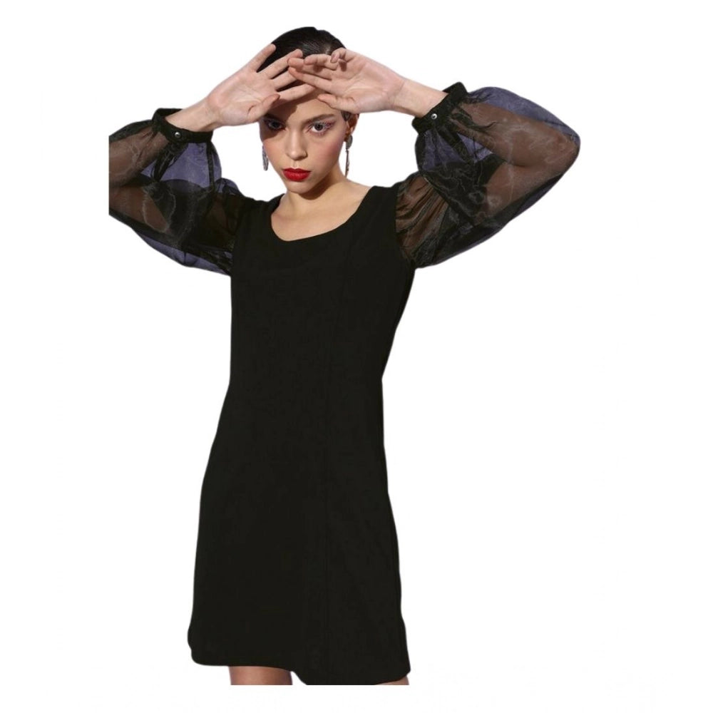 Women'S Organza And Polyester Lycra Solid Long Sleeves Dress (