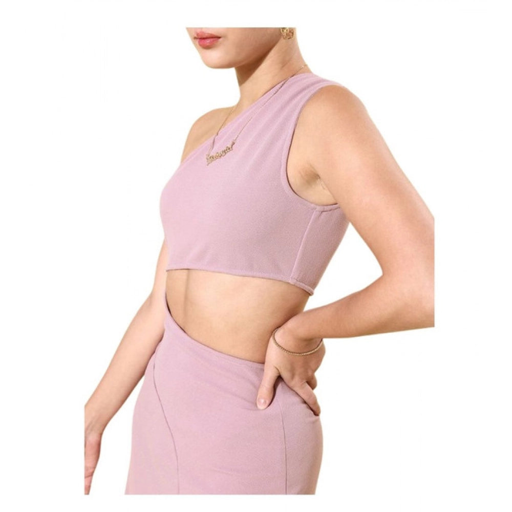 Women'S Polyester Lycra Solid Sleeveless Dress (Lavender)