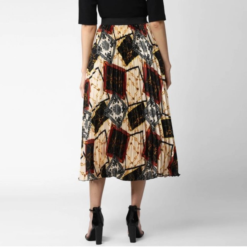 Women's Satin Pleated Elasticated Skirt (Multicolor) - VANSHELLE