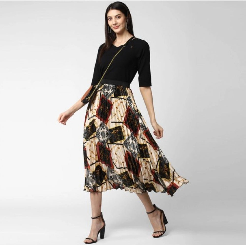 Women's Satin Pleated Elasticated Skirt (Multicolor) - VANSHELLE