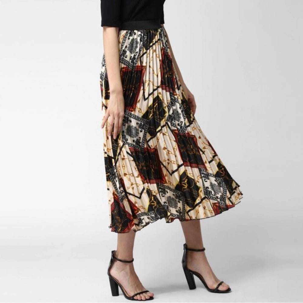 Women's Satin Pleated Elasticated Skirt (Multicolor) - VANSHELLE