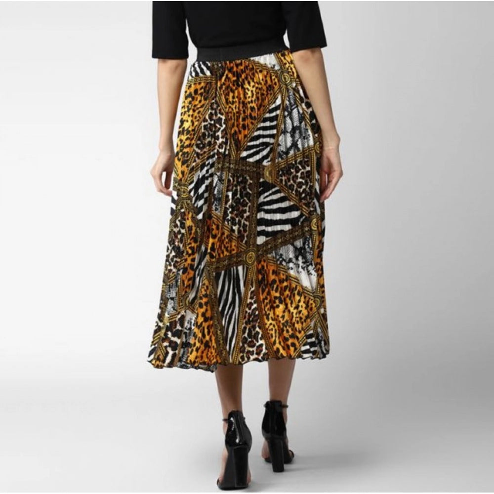 Women's Satin Pleated Elasticated Skirt (Multicolor) - VANSHELLE