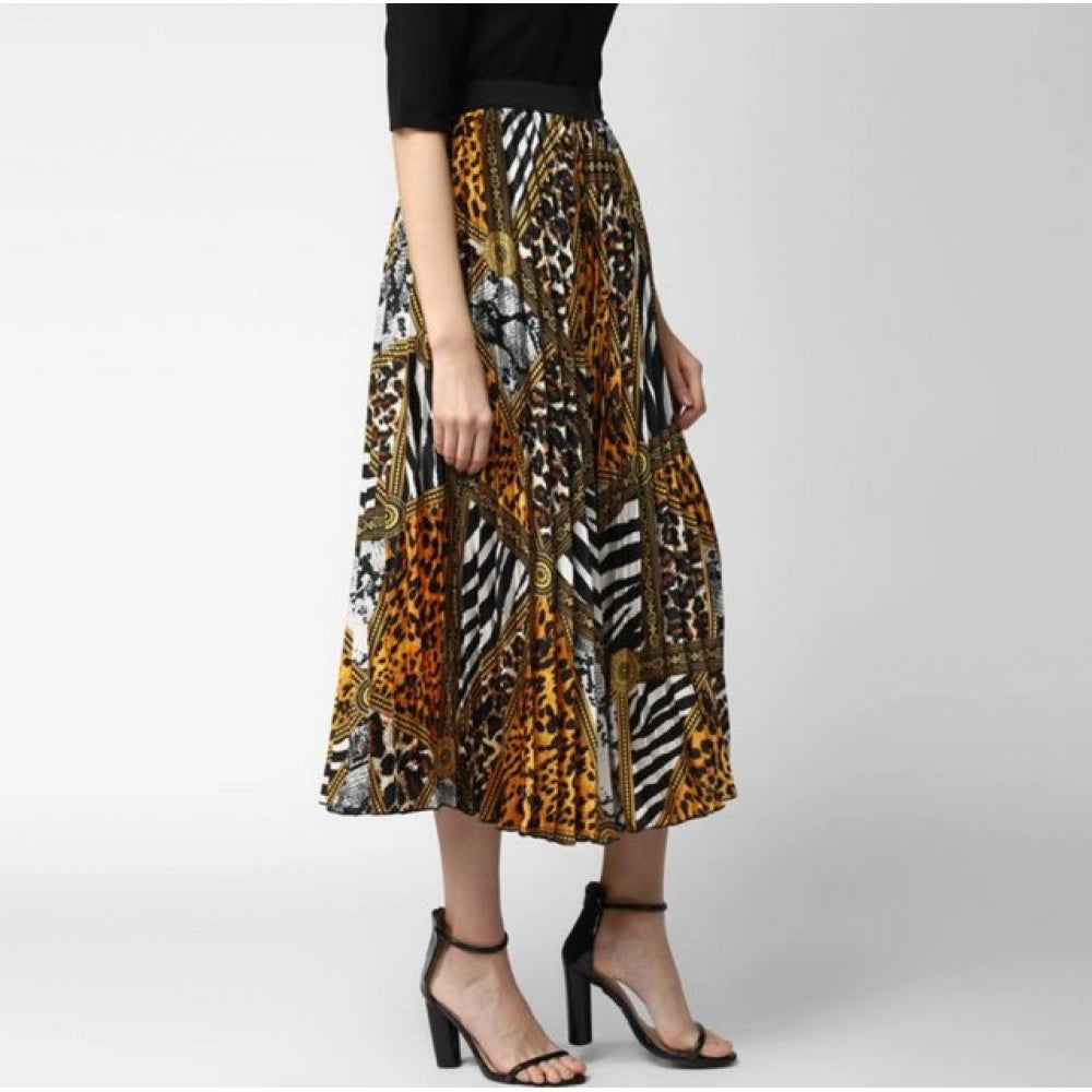 Women's Satin Pleated Elasticated Skirt (Multicolor) - VANSHELLE