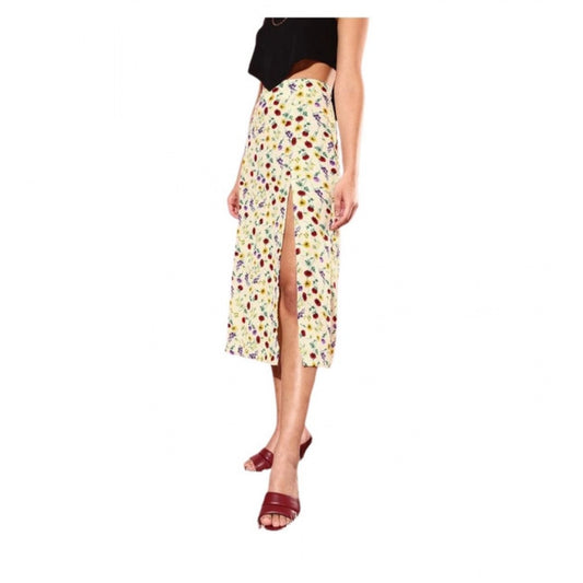 Women's Polyester Floral Side Zip Skirt (Multicolor) - VANSHELLE