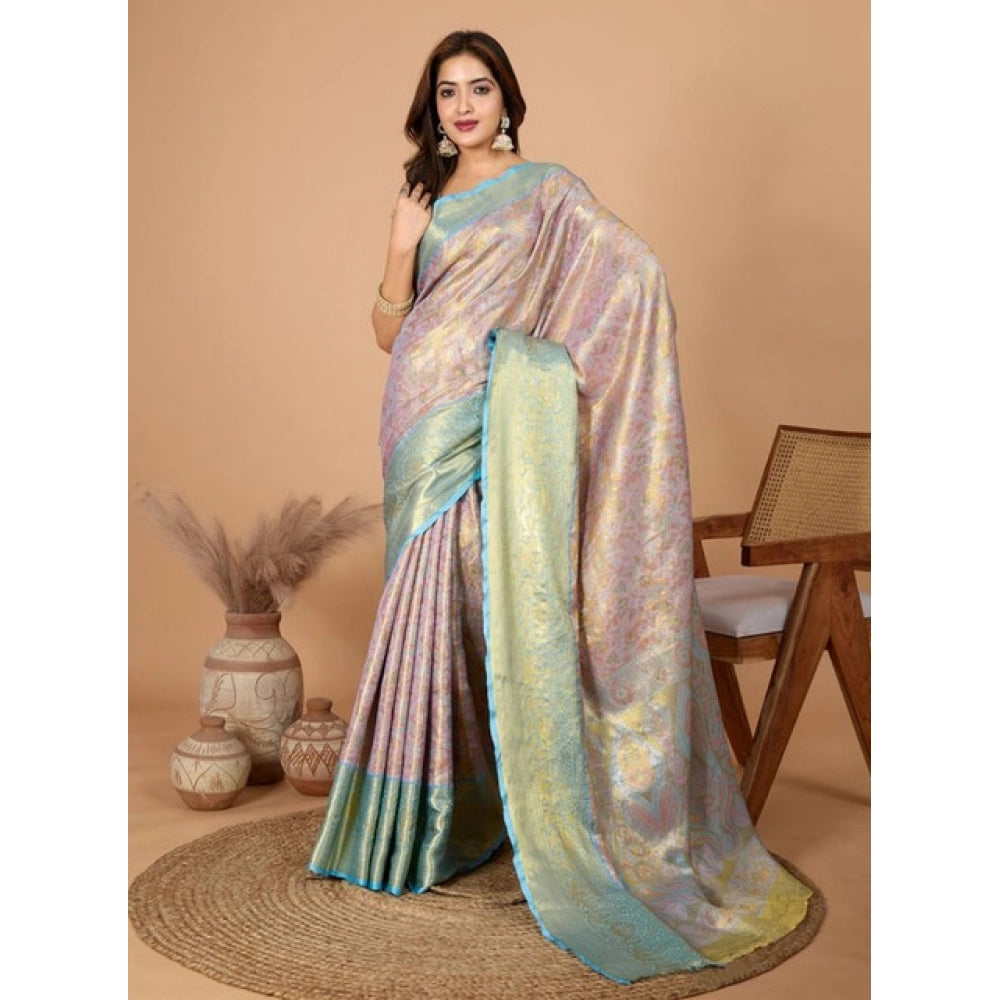 Women's Jacquard Saree With Unstitched Blouse 5.5Mtr (Multicolor) - VANSHELLE