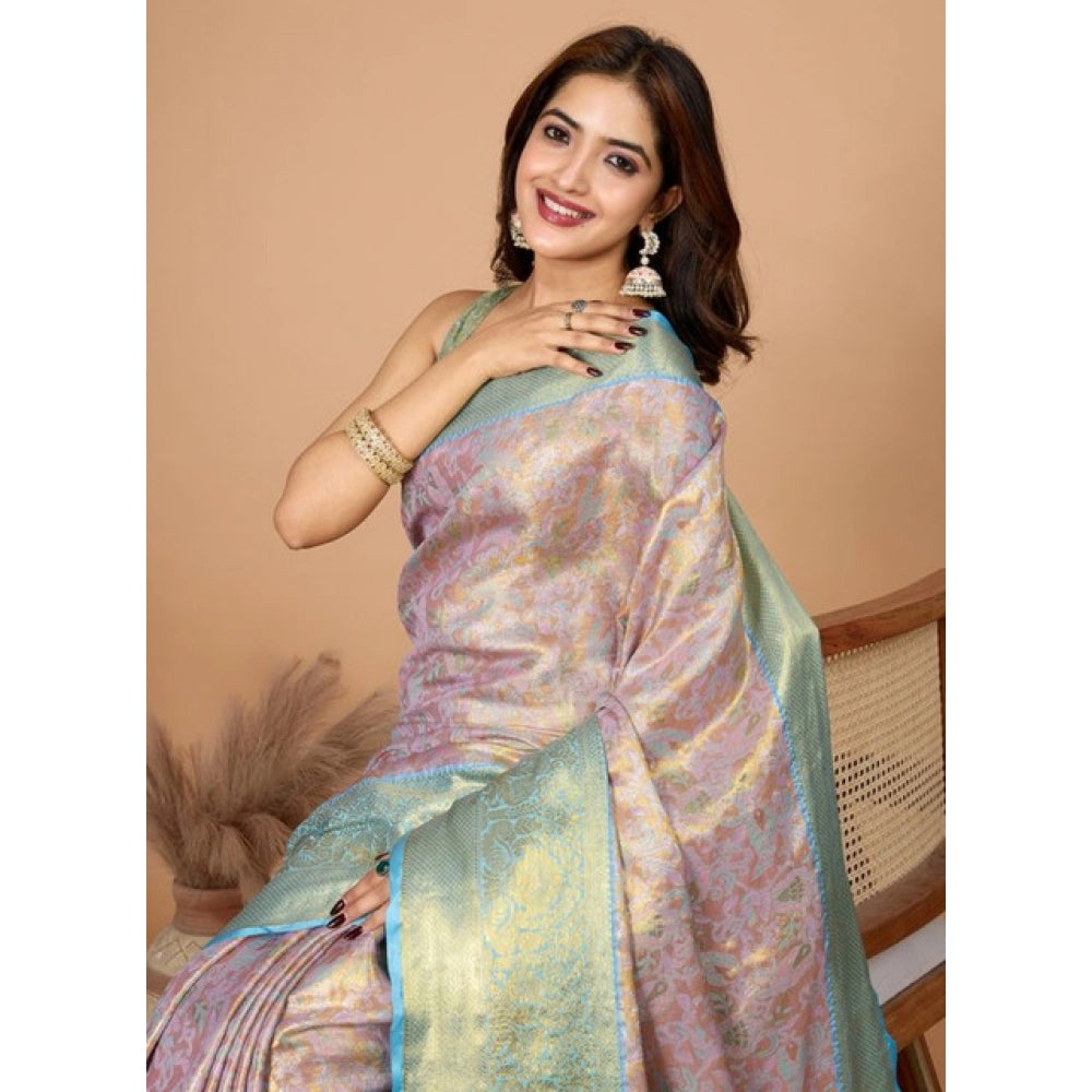 Women's Jacquard Saree With Unstitched Blouse 5.5Mtr (Multicolor) - VANSHELLE