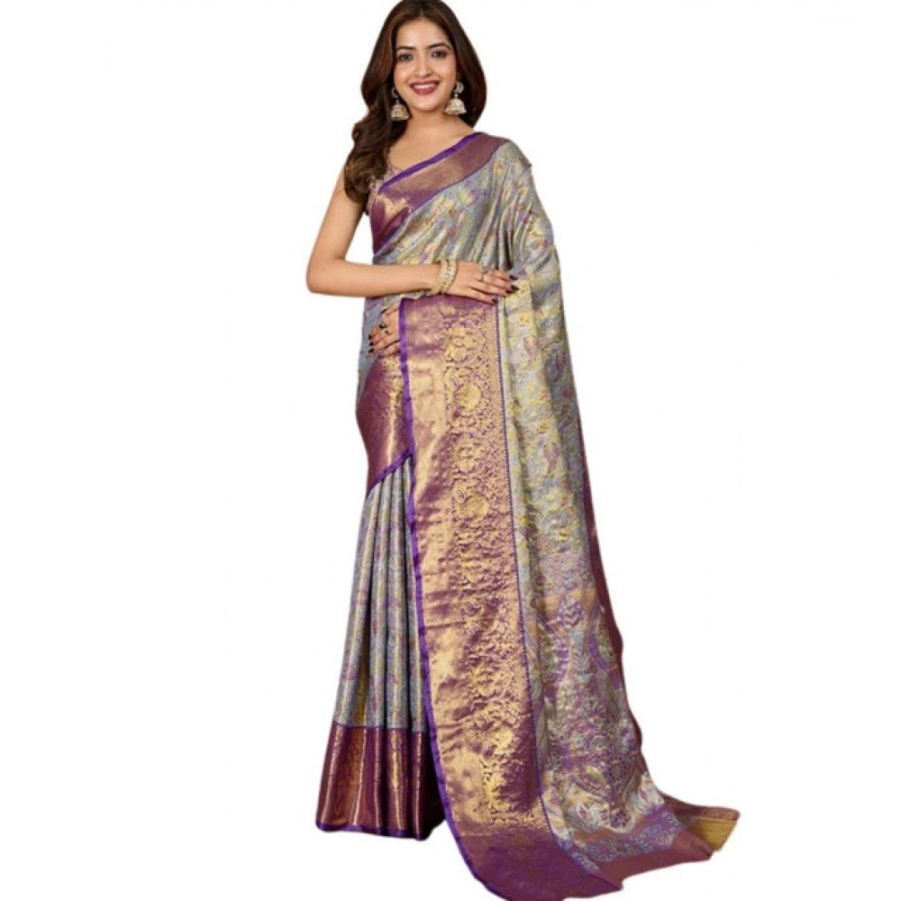 Women's Jacquard Saree With Unstitched Blouse 5.5Mtr (Multicolor) - VANSHELLE