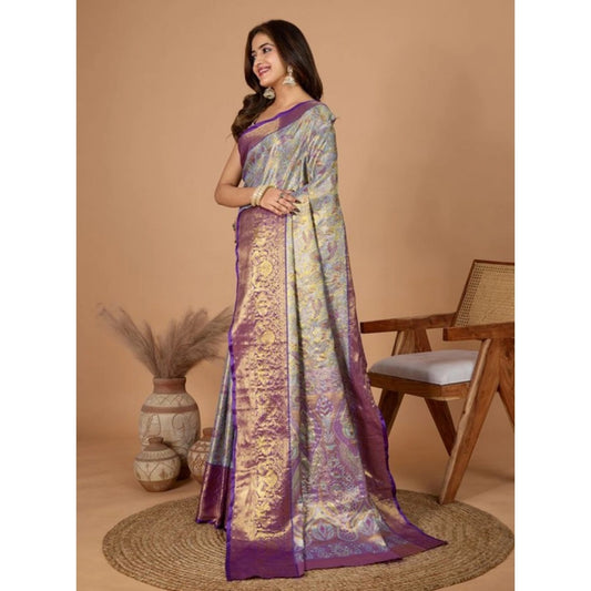 Women's Jacquard Saree With Unstitched Blouse 5.5Mtr (Multicolor) - VANSHELLE