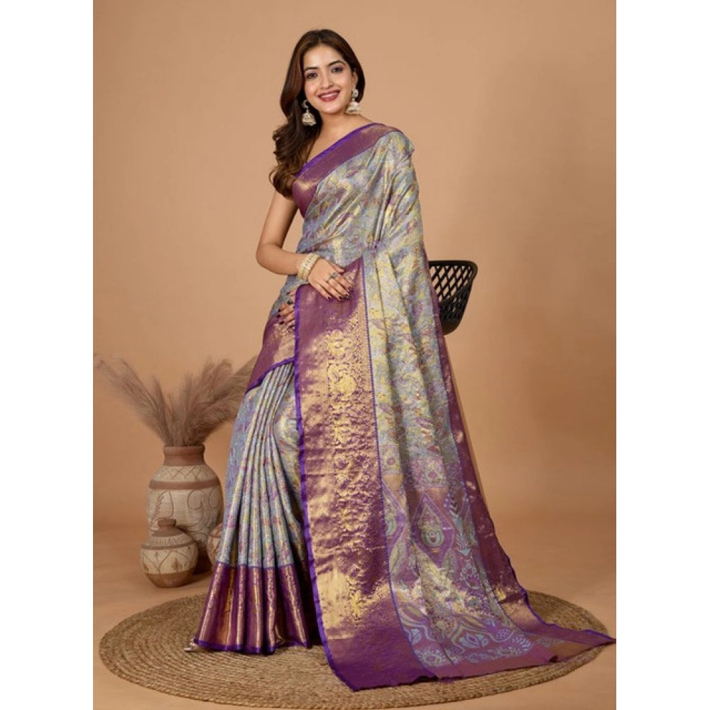 Women's Jacquard Saree With Unstitched Blouse 5.5Mtr (Multicolor) - VANSHELLE