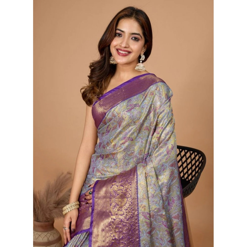 Women's Jacquard Saree With Unstitched Blouse 5.5Mtr (Multicolor) - VANSHELLE
