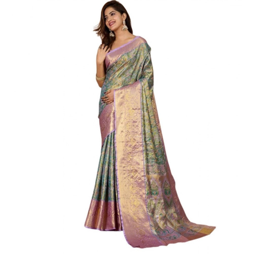 Women's Jacquard Saree With Unstitched Blouse 5.5Mtr (Multicolor) - VANSHELLE