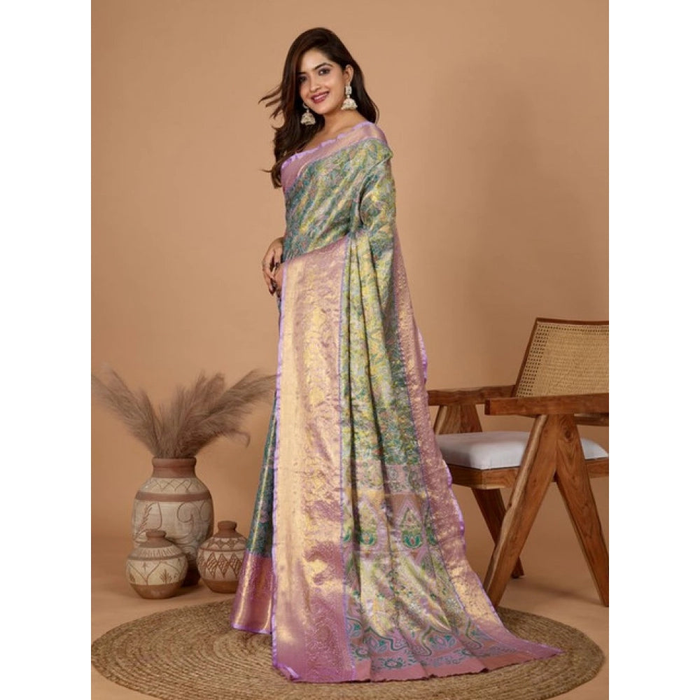 Women's Jacquard Saree With Unstitched Blouse 5.5Mtr (Multicolor) - VANSHELLE