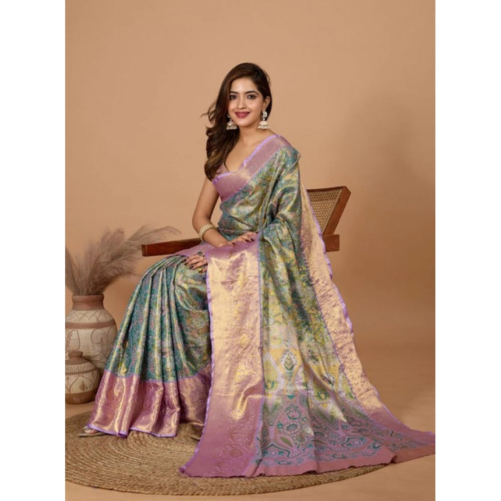 Women's Jacquard Saree With Unstitched Blouse 5.5Mtr (Multicolor) - VANSHELLE