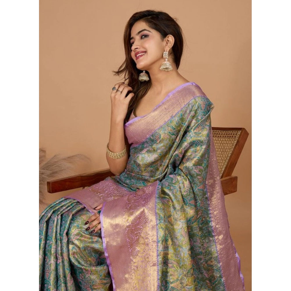 Women's Jacquard Saree With Unstitched Blouse 5.5Mtr (Multicolor) - VANSHELLE