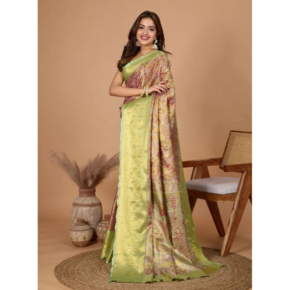 Women's Jacquard Saree With Unstitched Blouse 5.5Mtr (Multicolor) - VANSHELLE