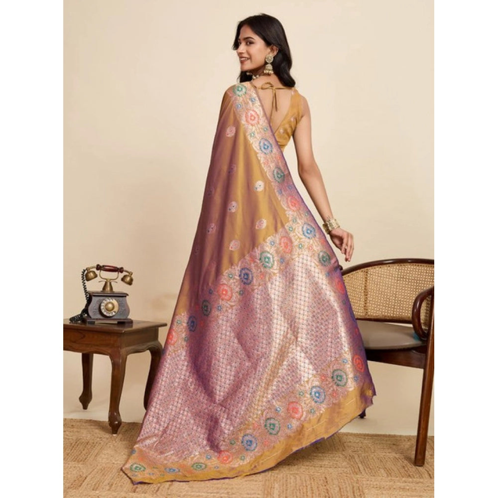 Women's Faux_Banarasi_Silk Woven Saree With Unstitched Blouse 5.5Mtr (Mustard) - VANSHELLE