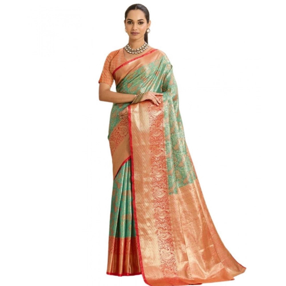 Women's Faux_Banarasi_Silk Woven Saree With Unstitched Blouse 5.5Mtr (Green) - VANSHELLE