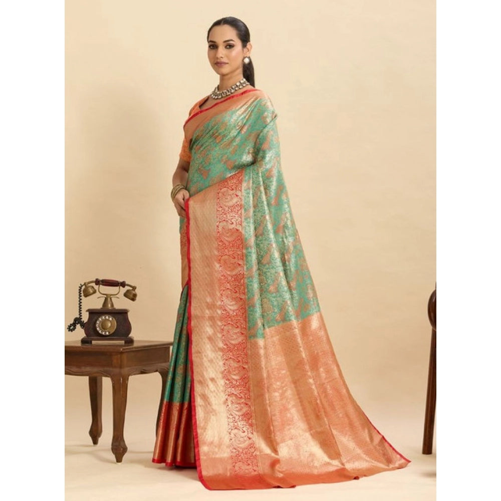 Women's Faux_Banarasi_Silk Woven Saree With Unstitched Blouse 5.5Mtr (Green) - VANSHELLE