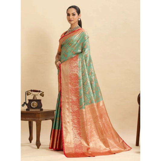 Women's Faux_Banarasi_Silk Woven Saree With Unstitched Blouse 5.5Mtr (Green) - VANSHELLE