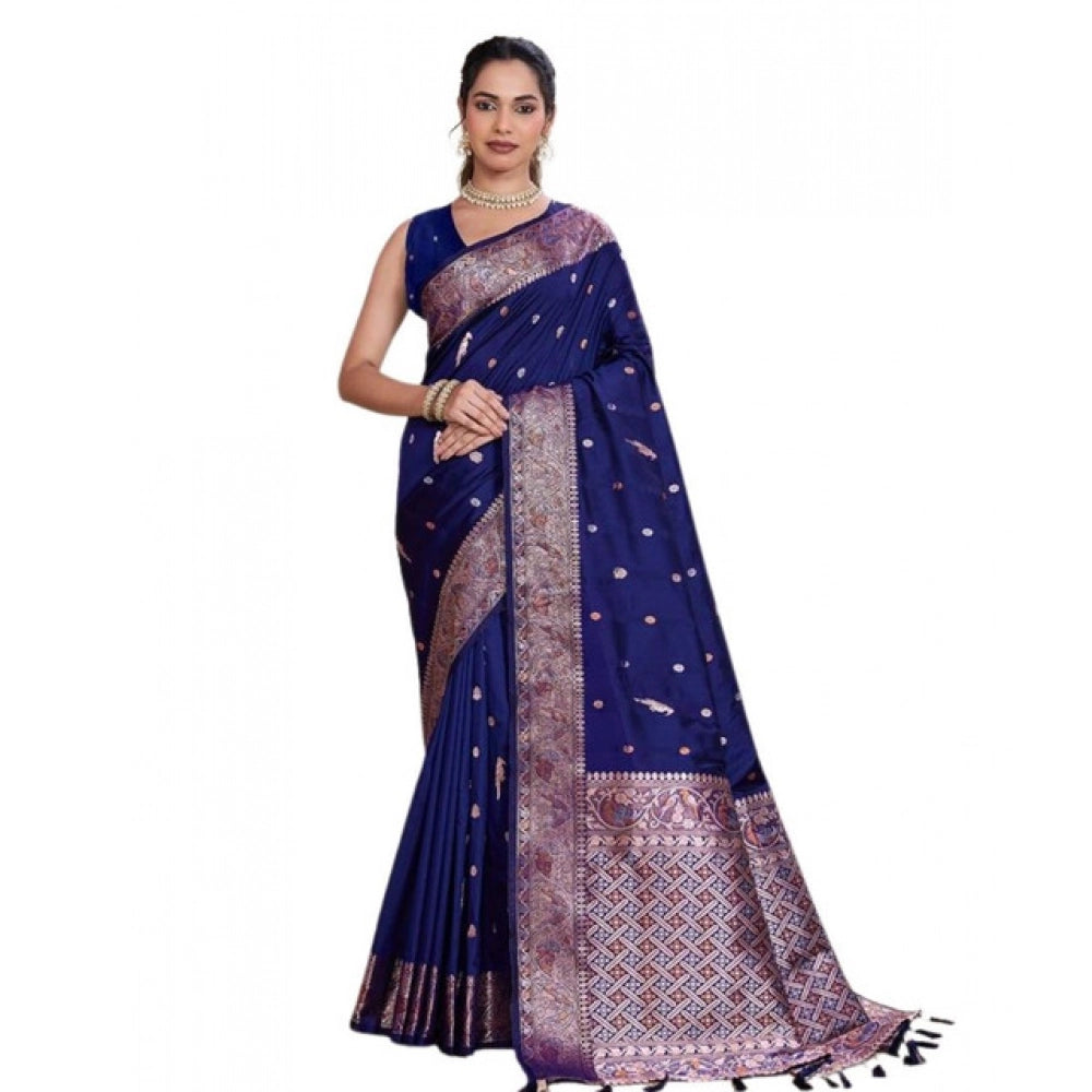 Women'S Jacquard Woven Saree With Unstitched Blouse 5.5Mtr (Na