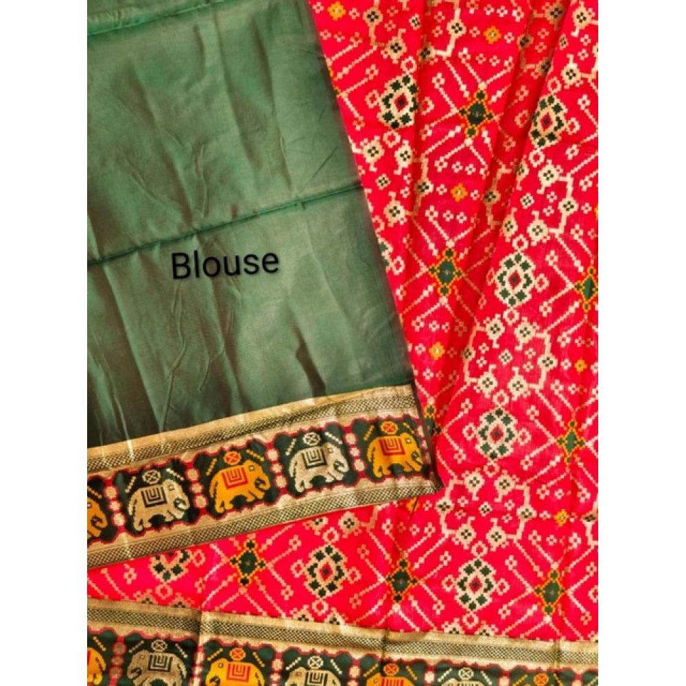 Women's Patola Silk Meena And Zari Woven Saree With Unstitched Blouse 5.5Mtr (Red) - VANSHELLE