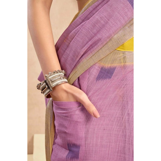 Women's Faux Linen Floral Ready to wear Saree With Unstitched Blouse 5.5Mtr (Lavender) - VANSHELLE