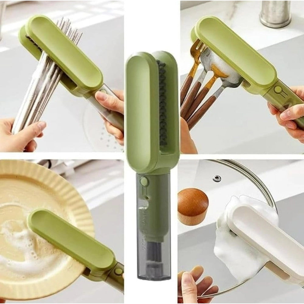 Stainless Steel-Plastic Solid Kitchen Knife Cleaner Brush (Gre