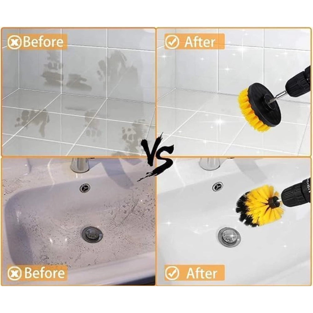 Pack Of 4 Plastic Solid Power Drill Scrub Brush Cleaning Set (