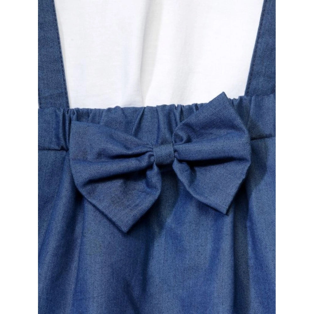 Girl'S Denim Embellished Sleeveless Skirt With Inner (Dark Blu
