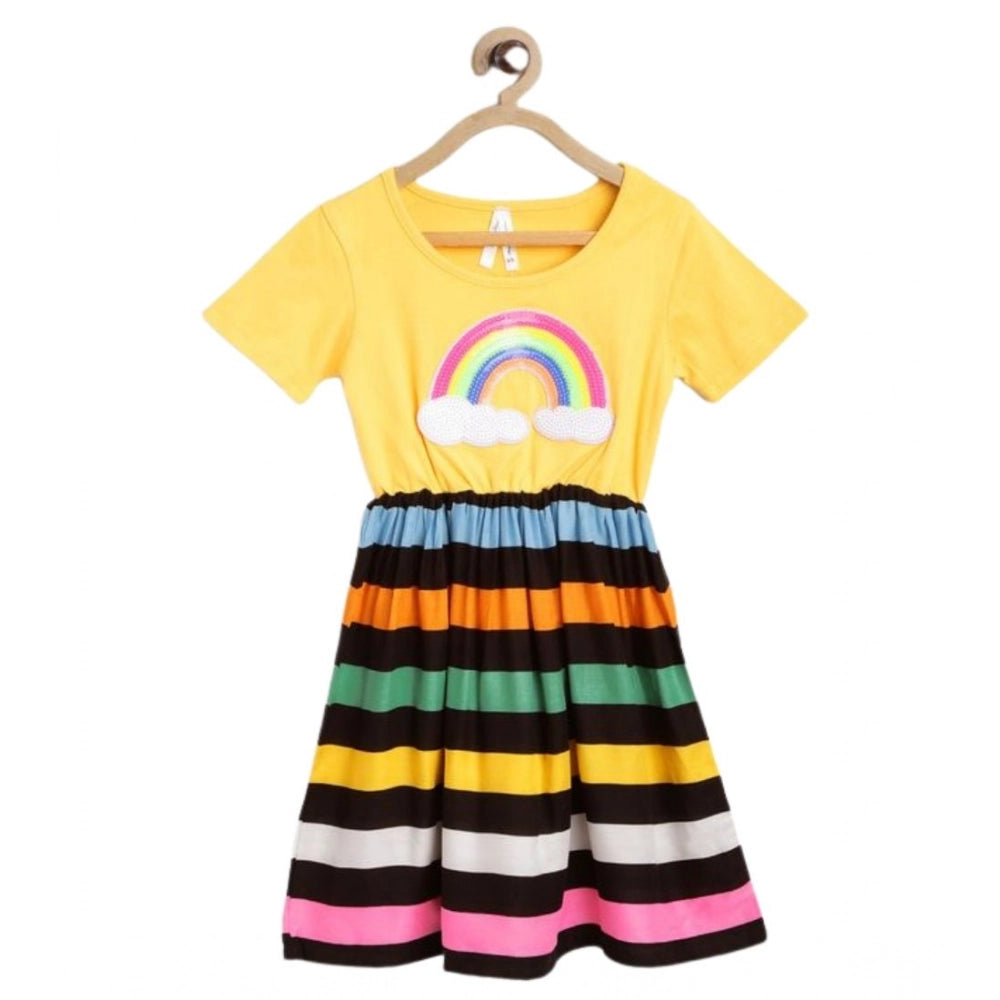 Girl'S Cotton Striped Short Sleeve Dress (Multicolor)