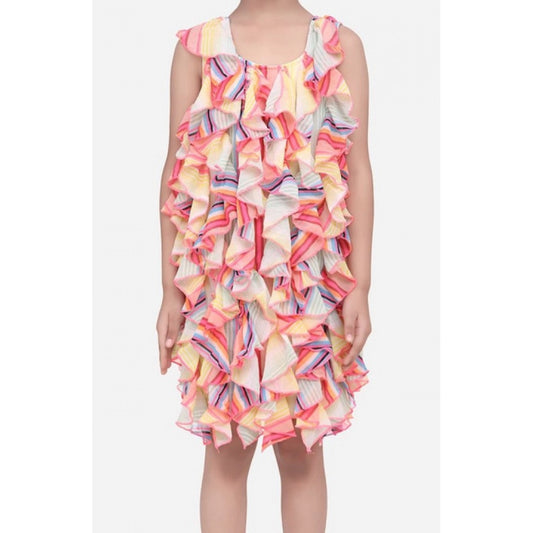 Girl'S Chiffon Ruffled Sleeveless Dress (Multicolor)