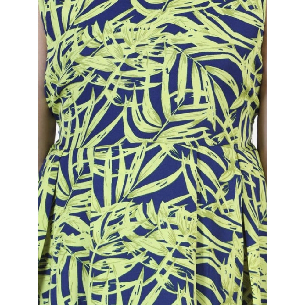 Girl'S Polyester Crepe &Amp; Net Printed Sleeveless Dress (Yel