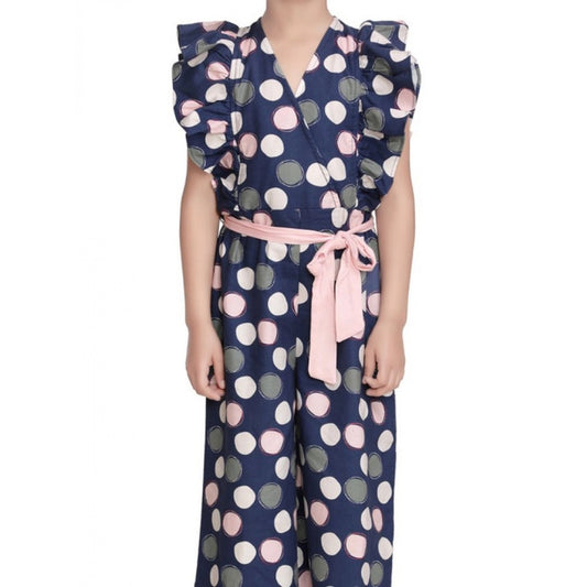 Girl'S Rayon Polka Flutter Jumpsuit (Multicolor)