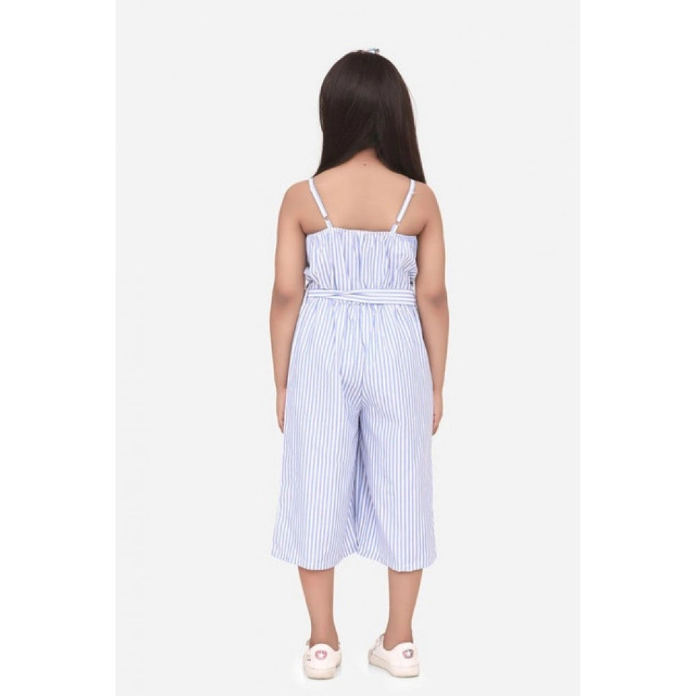 Girl'S Polyester Cotton Blend Striped Sleeveless Jumpsuit (Lig