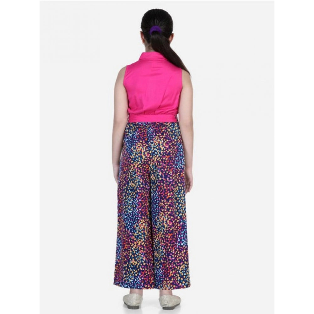 Girl'S Bodice-Rayon Colour Block Sleeveless Jumpsuit (Multicol