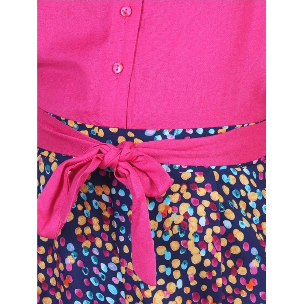 Girl'S Bodice-Rayon Colour Block Sleeveless Jumpsuit (Multicol