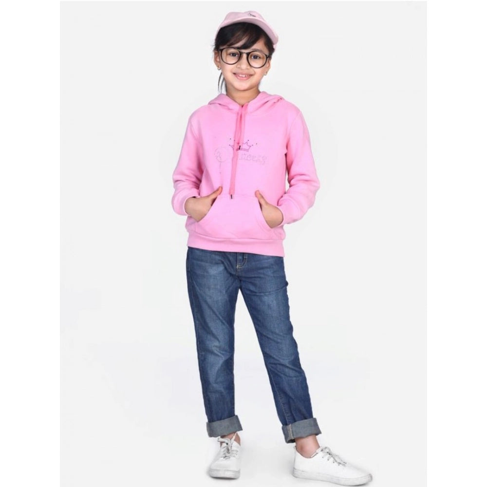 Girl'S Fleece Embellished Long Sleeves Sweatshirt (Light Pink)