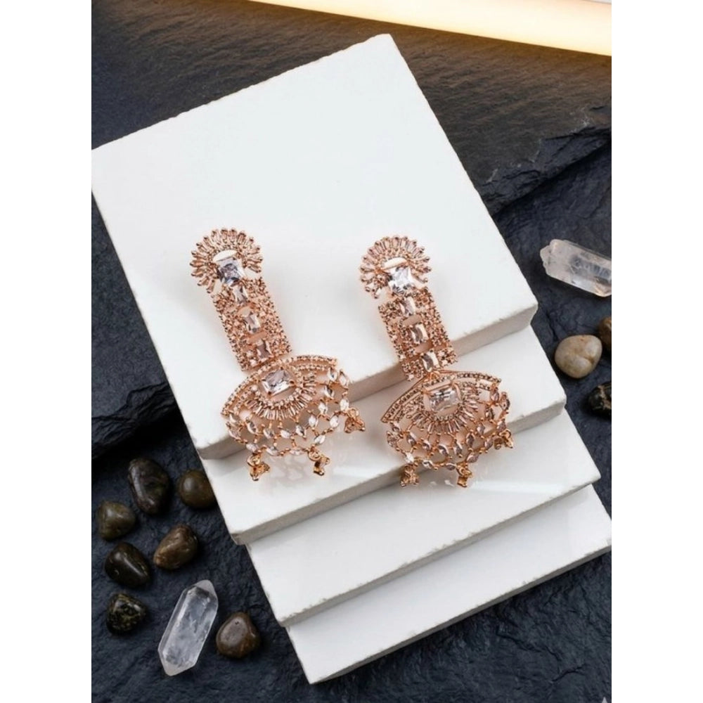 Women'S Brass Silver Plated Drop Earrings (White)