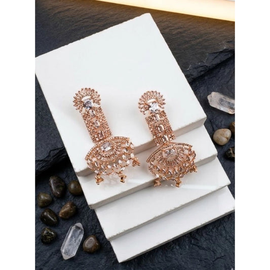 Women'S Brass Silver Plated Drop Earrings (White)