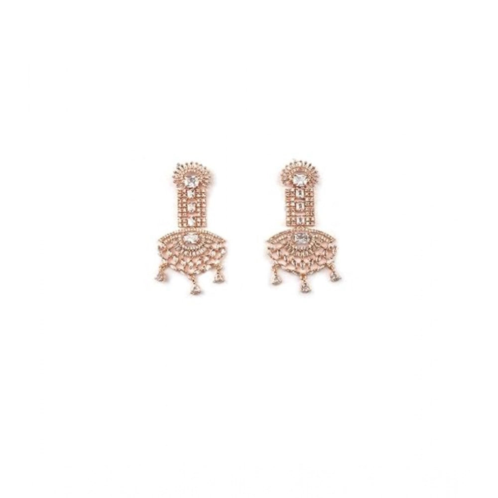Women'S Brass Silver Plated Drop Earrings (White)